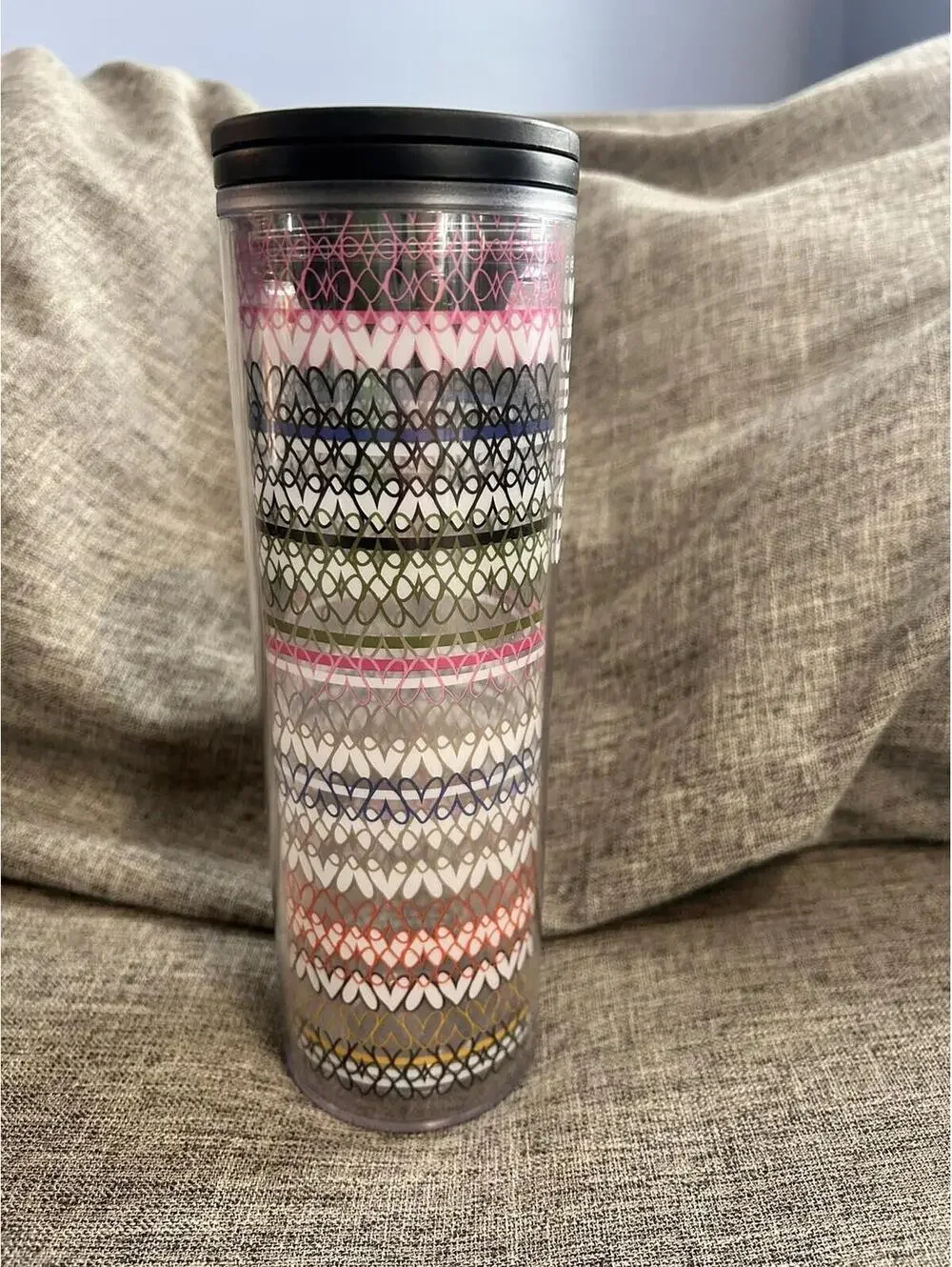 Starbucks Travel Tumbler Twist Lid May 2017 Rainbow Hearts 16 oz Coffee Tea